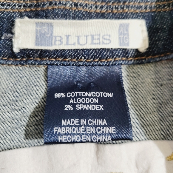 FDJ French Dressing Woman's Denim Jacket Embroidered Roses & Music Notes Size XL - Picture 12 of 13